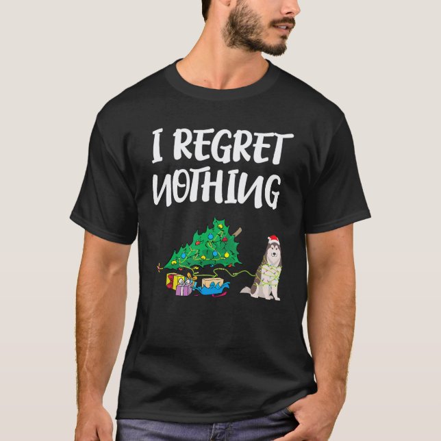 Camisa engraçada de Natal de cachorro Husky (Frente)