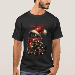 Camisa engraçada de Natal de Gato Envolvido em Luz