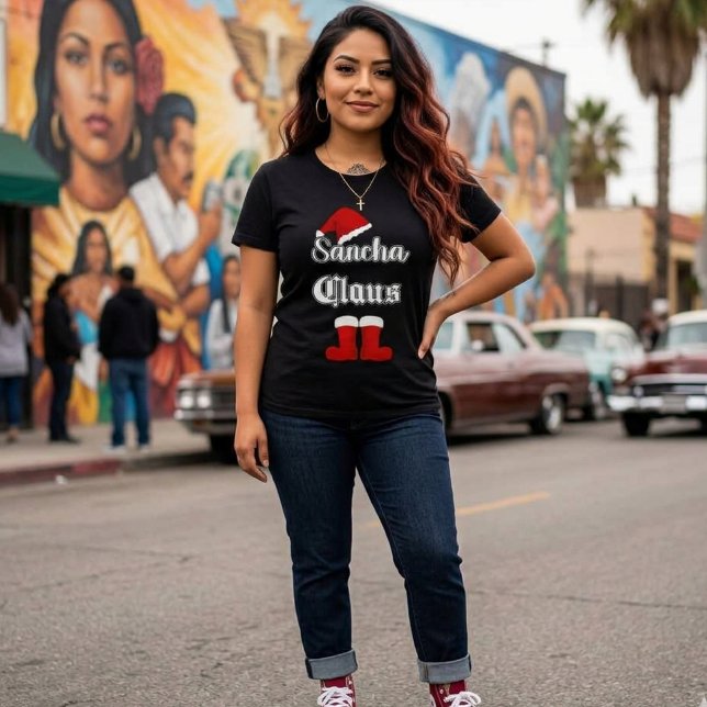 Camisa engraçada de Natal Sancha Claus (Sancha Claus Funny Christmas T-shirt)