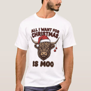 Camisa engraçada de Natal Vaca das Terras Altas Mo
