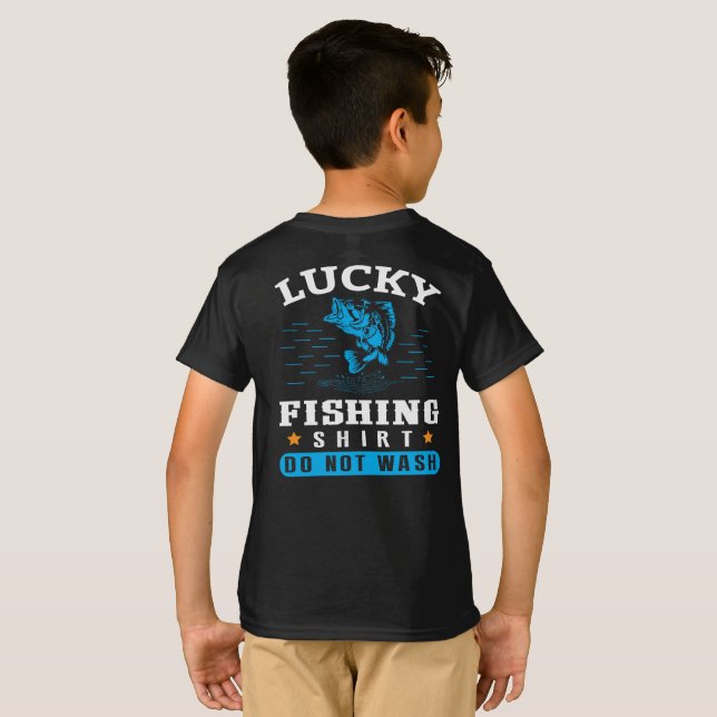Camisa engraçada de pesca sortuda Não lave camiset (Parte Traseira Completa)