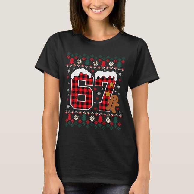 Camisa engraçada de pijama de Natal 67 Seis Sete M (Frente)