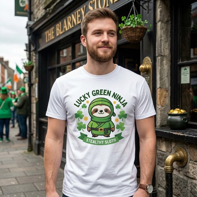 Camisa engraçada de St. Patrick's Day Ninja Sloth (Criador carregado)