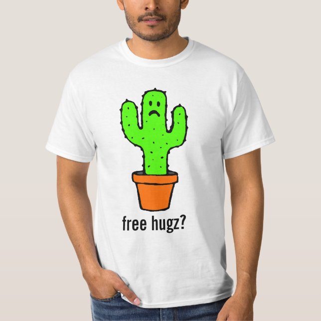Camisa engraçada do cacto dos abraços livres (Frente)