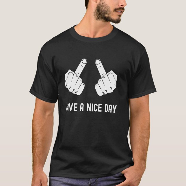 Camisa engraçada do dedo médio duplo Sarcástico Te (Frente)