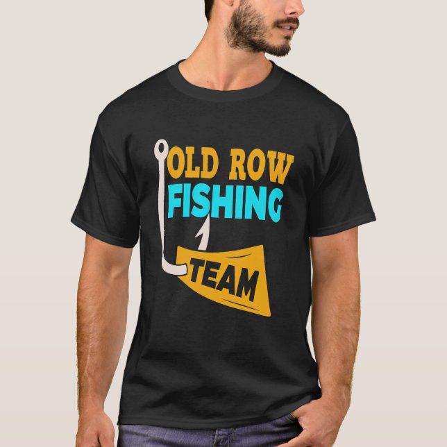 Camisa engraçada do time de pesca Old Row para hom (Frente)