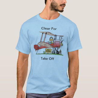 Camisa engraçada dos desenhos animados do biplano