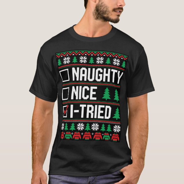 Camisa engraçada feia de Natal que eu tentei (Frente)