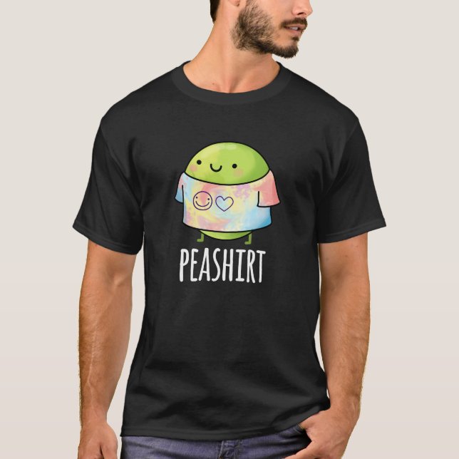 Camisa Engraçada Veggie Pea TShirt Pun Dark BG (Frente)