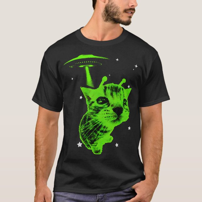 Camisa engraçada vintage de meme de gato alienígen (Frente)