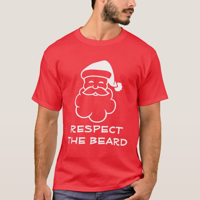 Camisa Engraçado do Papai Noel | Respeitar a barba (Frente)