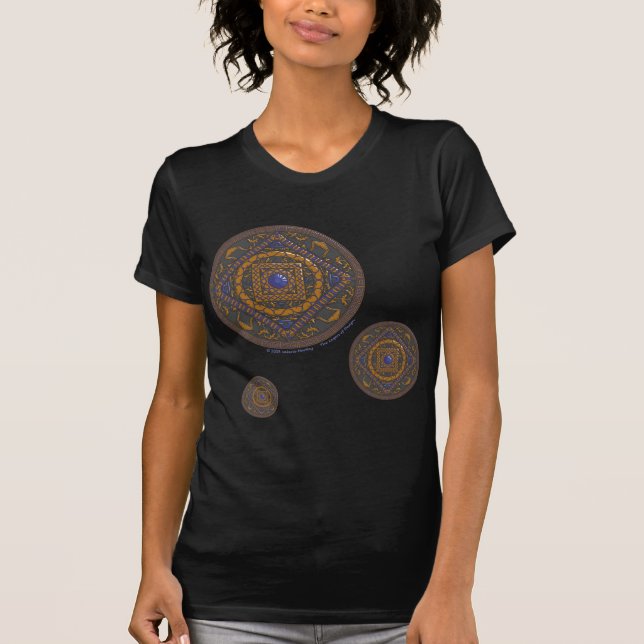 Camisa escura feminina de Libra Mandala (Frente)