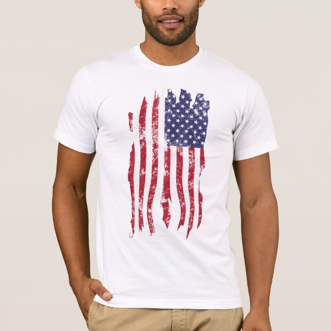 Camisa esfarrapada afligida vintage da bandeira (Frente)