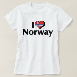 Camisa Eu Amo a Bandeira da Noruega