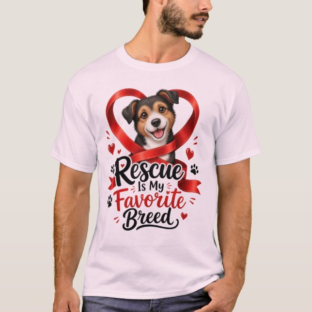 Camisa Eu Amo Cães Resgate é Minha Raça Favorita (Frente)