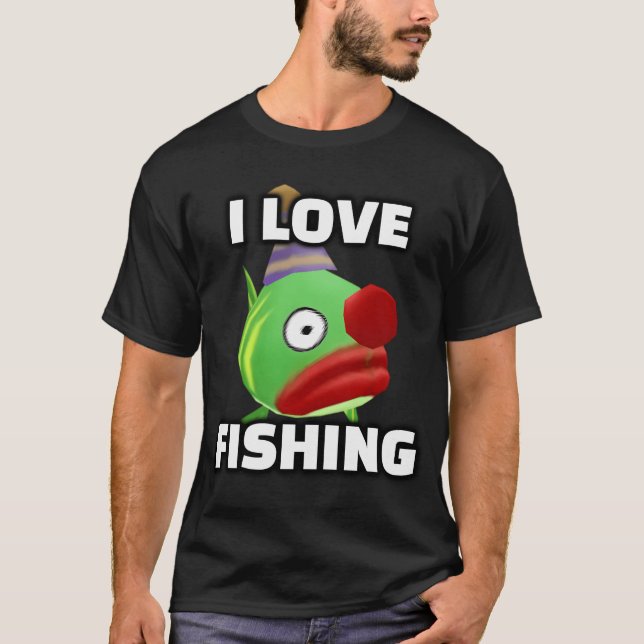 Camisa Eu Amo Pescar Peixe Palhaço Toontown (Frente)