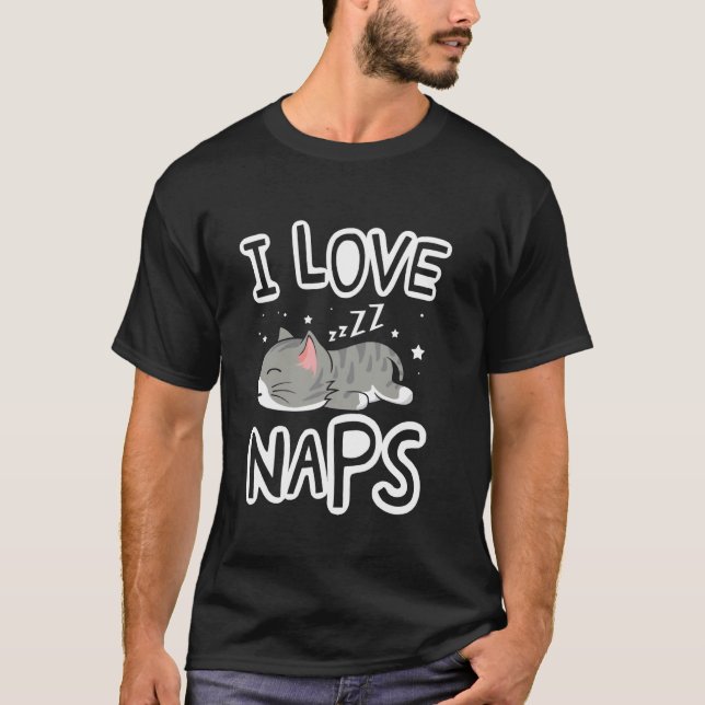 Camisa Eu Amo Sonecas Gato Dormindo Camisolas Fofa (Frente)