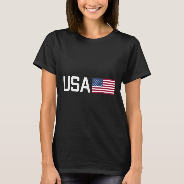 Camisa EUA Mulheres Homens Crianças Bandeira Ameri (Frente)