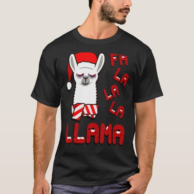 Camisa Fa La Llama, Engraçado Llama Natal Pajama (Frente)