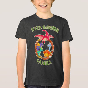 Camisa Família de Dinossauros de Desenho para Meni