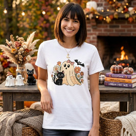 Camisa Fantasma com Laço Floral Retro