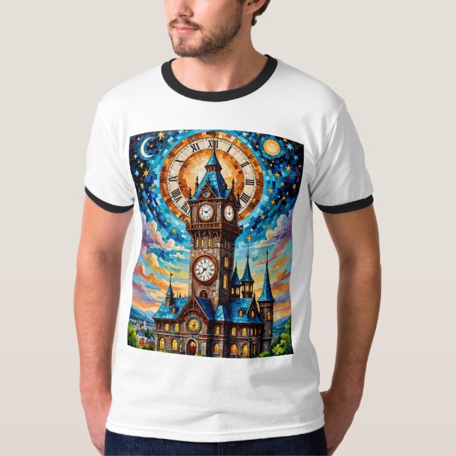 Camisa Fantástica de Torre de Relógio de Vidro Est (Frente)
