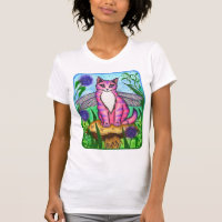 Camisa feericamente da arte da fantasia do gato da