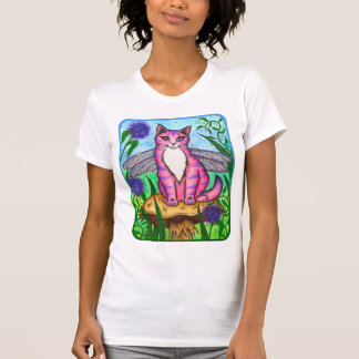 Camisa feericamente da arte da fantasia do gato da