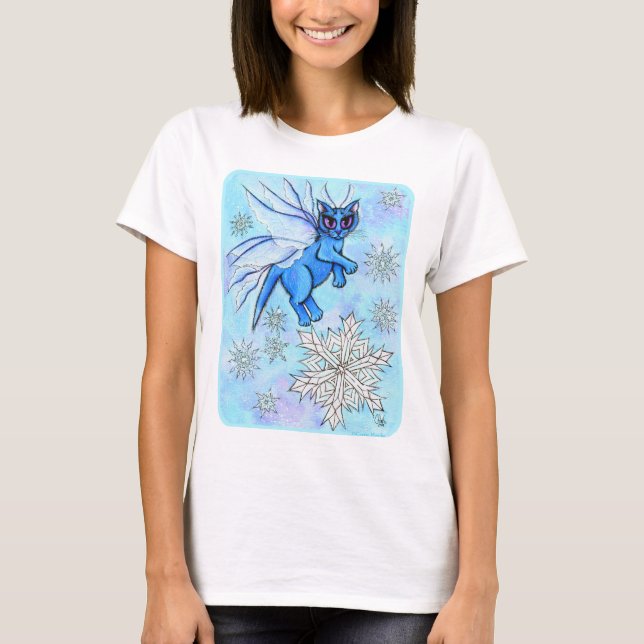 Camisa feericamente da arte da neve do gato do (Frente)