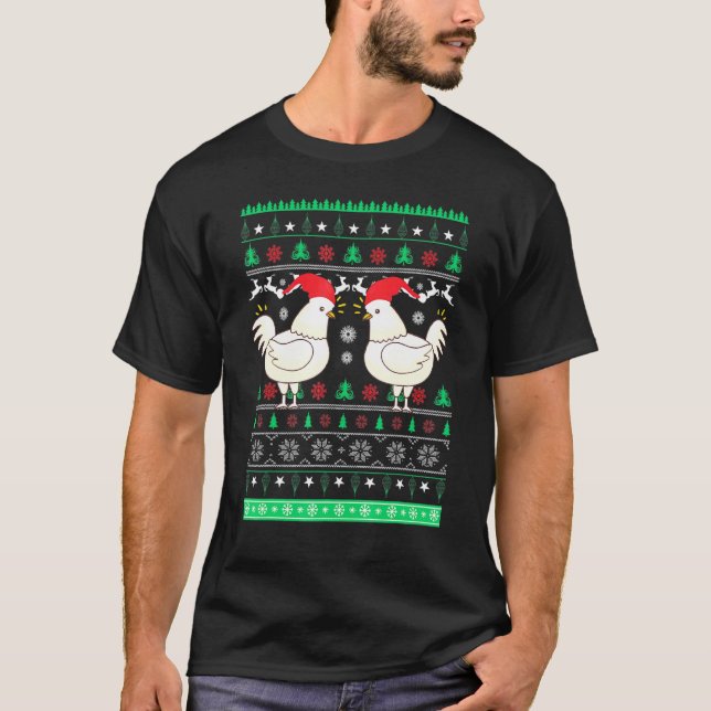 Camisa Feia de Natal de Frango Amante de Frango Fé (Frente)