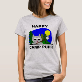 Camisa Feliz Acampamento Miau Divertido Gatinho Ac
