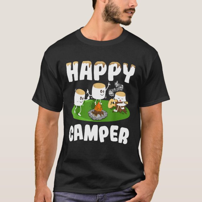 Camisa Feliz da Marshmallows Camper Camper Camping (Frente)