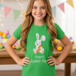 Camisa Feliz Dia de Páscoa Coelho Cenoura Juventud