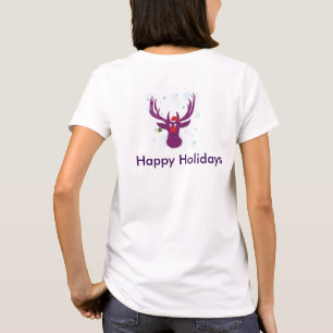 Camisa Feliz Férias Rena Camiseta Básica, Branco
