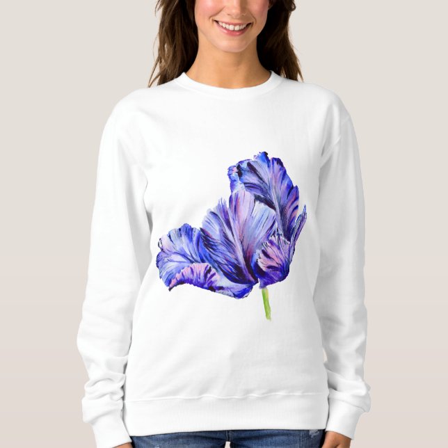 Camisa Feminina Aquarela Tulipa Roxa (Frente)