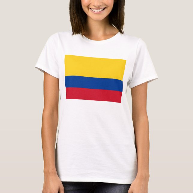 Camisa feminina com bandeira da Colômbia (Frente)