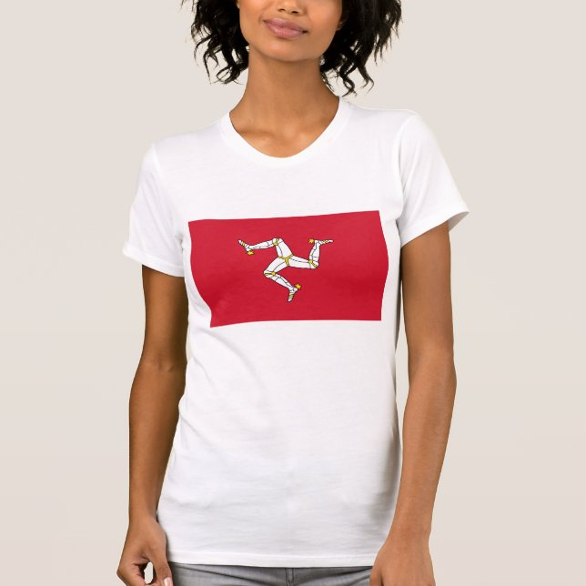 Camisa feminina com bandeira da ilha de Man (Frente)