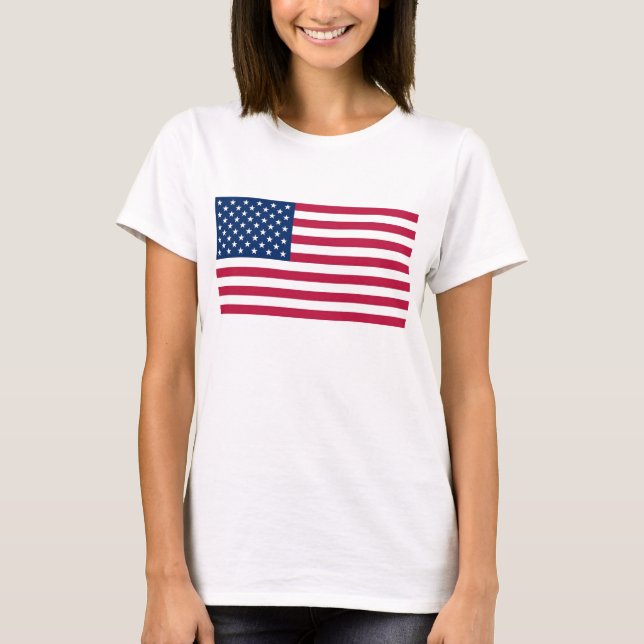 Camisa feminina com bandeira dos EUA (Frente)