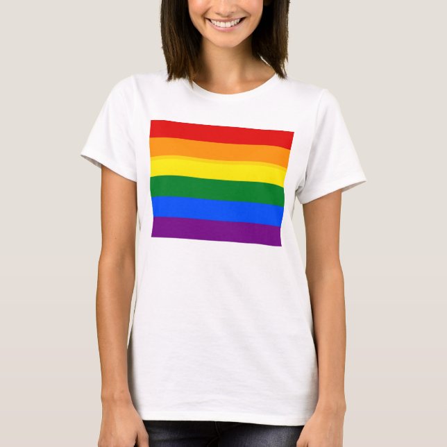 Camisa feminina com bandeira LGBT (Frente)