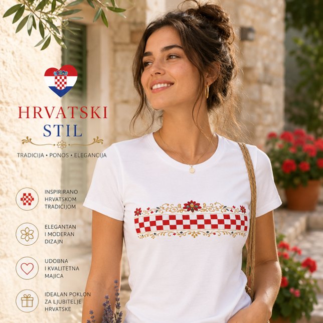 Camisa Feminina Croata com Estilo de Padrão Folcló (Criador carregado)