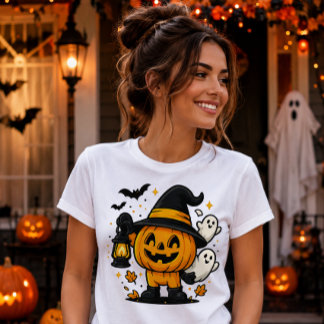 Camisa Feminina de Abóbora Mágica de Halloween