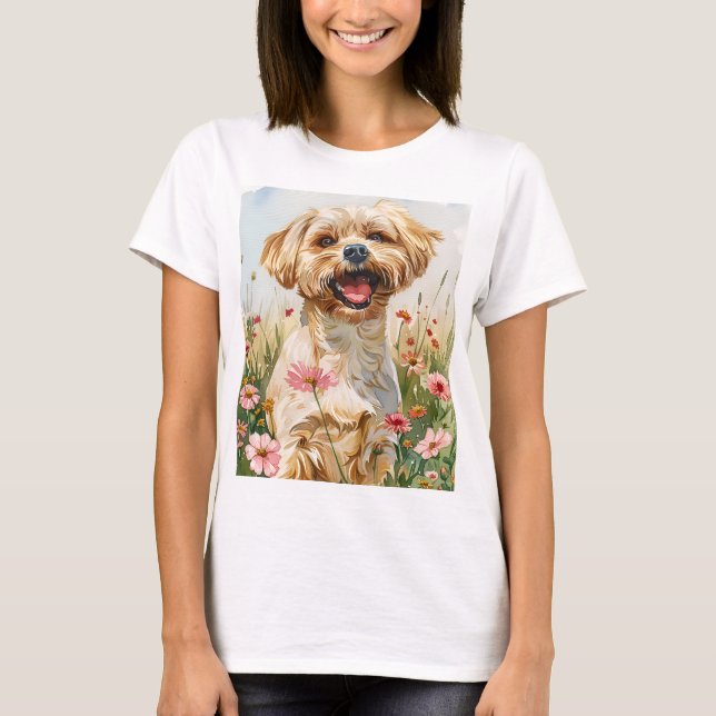 Camisa Feminina de Maltesa em Aquarela (Frente)