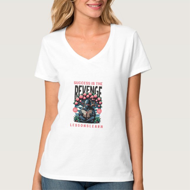 CAMISA FEMININA DE MANGA CURTA COM DECOTE EM V (Frente)