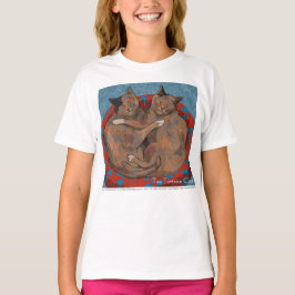 Camisa feminina de manga longa com dois gatos de c