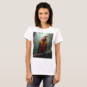 Camisa Feminina de Papagaio Arara Colorido Vibrant