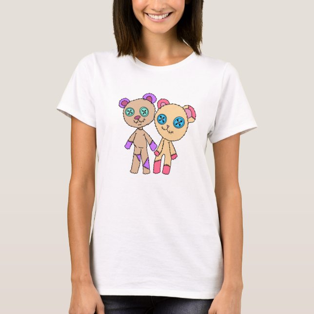 Camisa Feminina de Ursos em Patchwork Marrom (Frente)