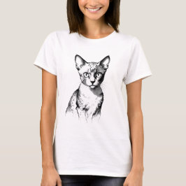 Camisa Feminina Esboço de Gato Devon Rex