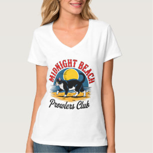 Camisa Feminina Gato Tuxedo Praia da Meia-Noite Re