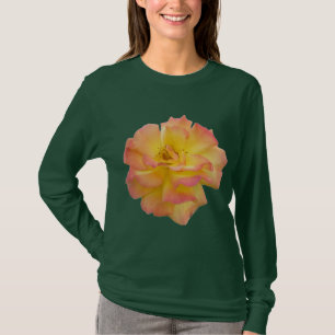 Camisa Feminina Manga Longa Rosa Amarela Elegante