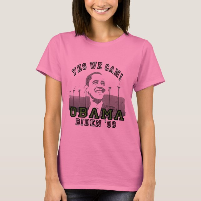 Camisa Feminina Obama Yes We Can Manga Longa (Frente)